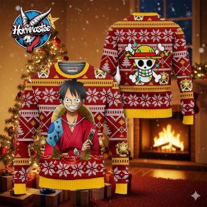 Luffy Wano Anime Xmas Gifts One Piece Ugly Christmas Sweater