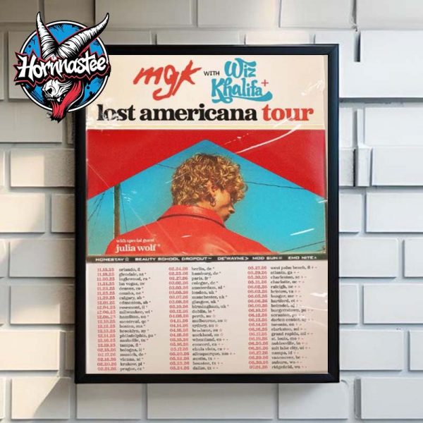 MGK Machine Gun Kelly Lost Americana Tour Featuring Wiz Khalifa Schedule Tour Dates Poster Home Decor Canvas