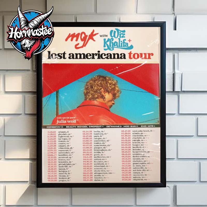 MGK Machine Gun Kelly Lost Americana Tour Featuring Wiz Khalifa Schedule Tour Dates Poster Home Decor Canvas MGK Machine Gun Kelly Lost Americana Tour Featuring Wiz Khalifa Schedule Tour Dates Poster Home Decor Canvas