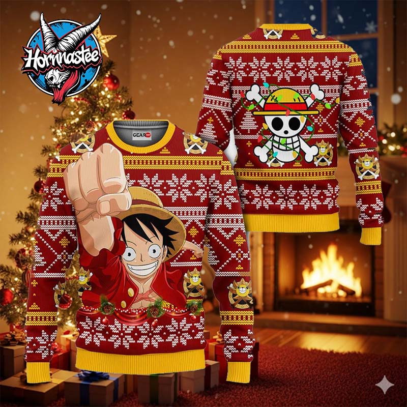 Monkey Luffy Anime Xmas Gifts One Piece Ugly Christmas Sweater Monkey Luffy Anime Xmas Gifts One Piece Ugly Christmas Sweater