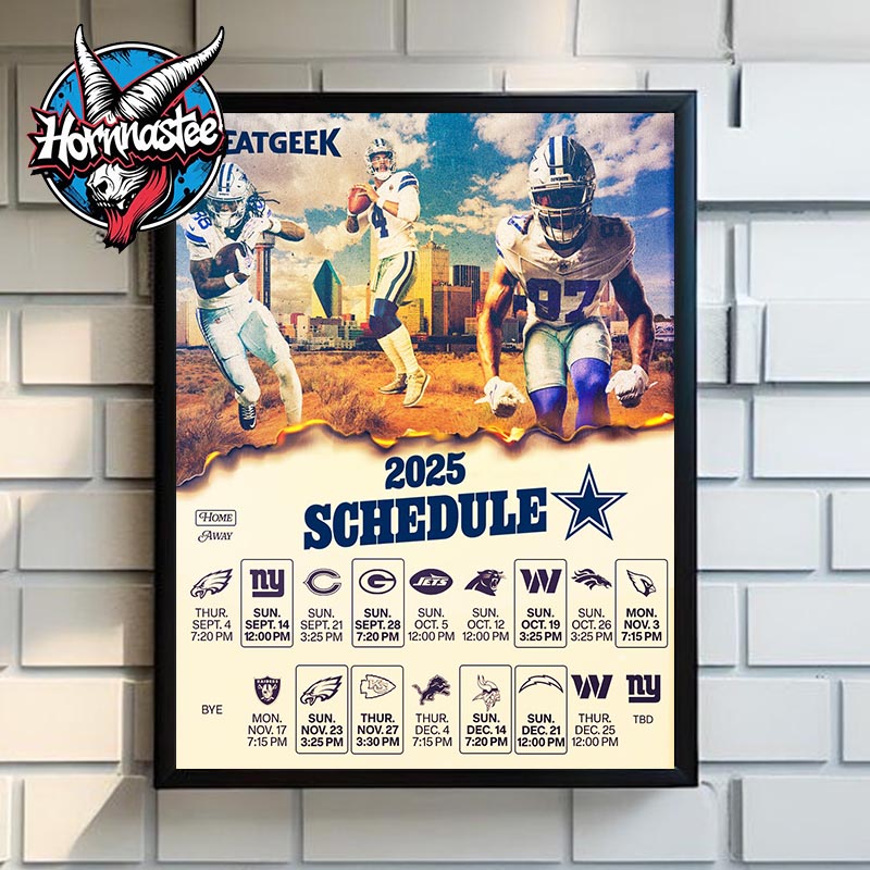 NFL Dallas Cowboys Official 2025 Schedule Poster Home Decor Canvas NFL Dallas Cowboys Official 2025 Schedule Poster Home Decor Canvas