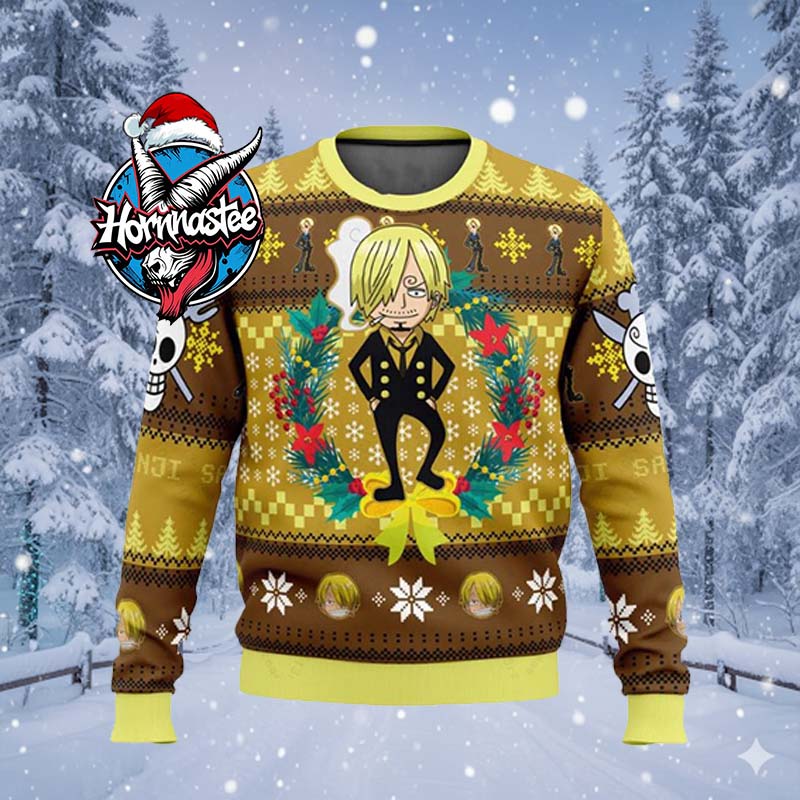 One Piece 2025 Latest Sanji One Piece Anime Round Neck Pullover Men's Christmas Cosplay Harajuku Ugly Christmas Sweater One Piece 2025 Latest Sanji One Piece Anime Round Neck Pullover Men's Christmas Cosplay Harajuku Ugly Christmas Sweater