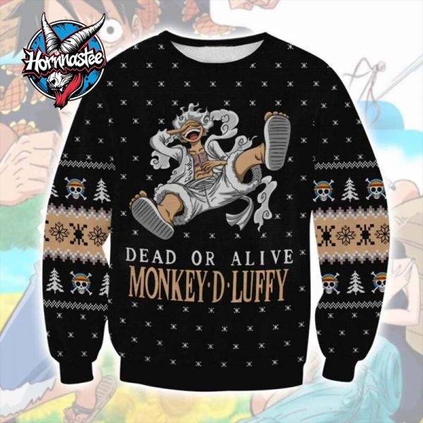 One Piece Dead or Alive Monkey D Luffy One Piece Ugly Christmas Sweater