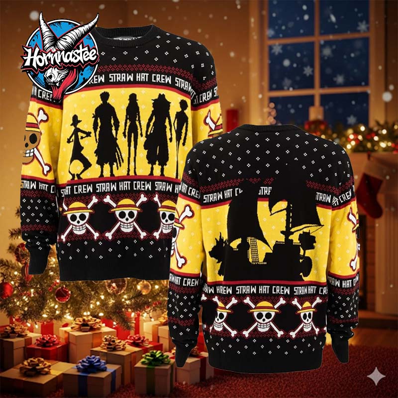 One Piece Straw Hat Crew Shadow Christmas One Piece Ugly Christmas Sweater One Piece Straw Hat Crew Shadow Christmas One Piece Ugly Christmas Sweater