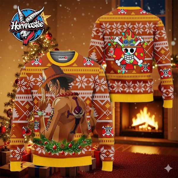 Portgas Ace Anime Xmas Gifts One Piece Ugly Christmas Sweater