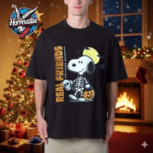 Real Friends Halloween Snoopy Dog Skeleton Chicago Suburbs Halloween Unisex T Shirt