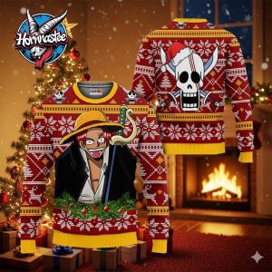 Red Hair Shanks Anime Xmas Gifts One Piece Ugly Christmas Sweater