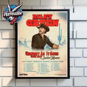 Riley Green Cowboy As It Gets Tour 2026 Schedule Tour Dates Poster Home Decor Canvas