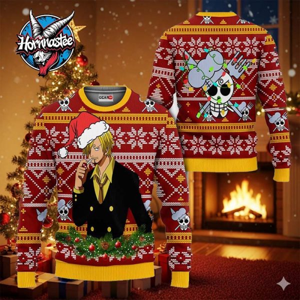 Sanji Anime Xmas Gifts One Piece Ugly Christmas Sweater