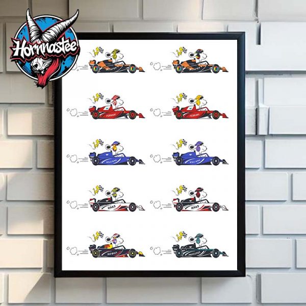 Snoopy x F1 Peanuts Dog Poster Home Decor Canvas