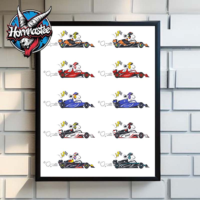 Snoopy x F1 Peanuts Dog Poster Home Decor Canvas Snoopy x F1 Peanuts Dog Poster Home Decor Canvas