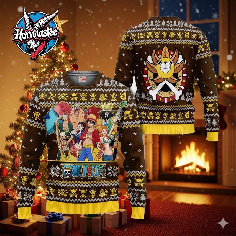 Straw Hat Pirates Anime Xmas One Piece Ugly Christmas Sweater Straw Hat Pirates Anime Xmas One Piece Ugly Christmas Sweater