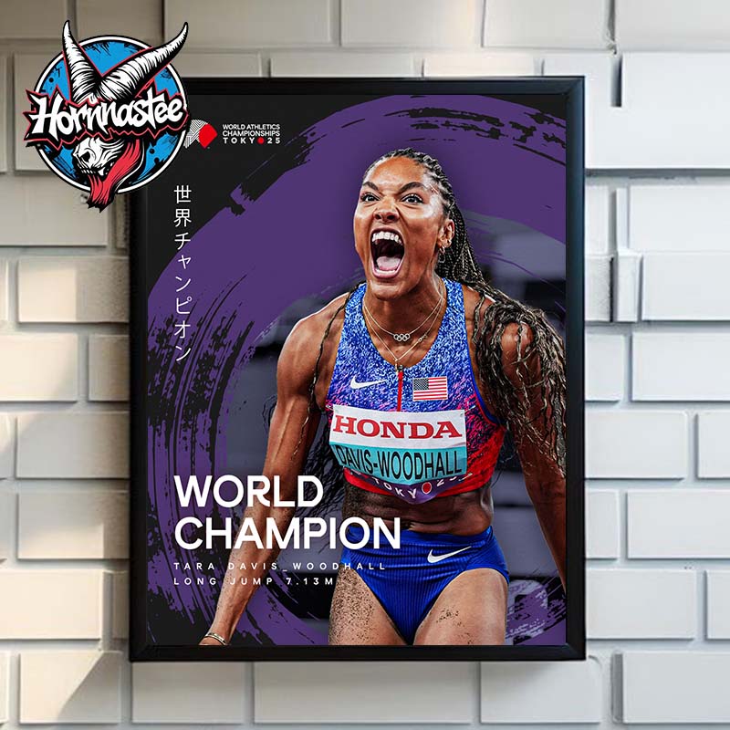 Tara Davis Woodhall World Champion Women's Long Jump World Athletics Championships Tokyo 25 Poster Home Decor Canvas Tara Davis Woodhall World Champion Women's Long Jump World Athletics Championships Tokyo 25 Poster Home Decor Canvas