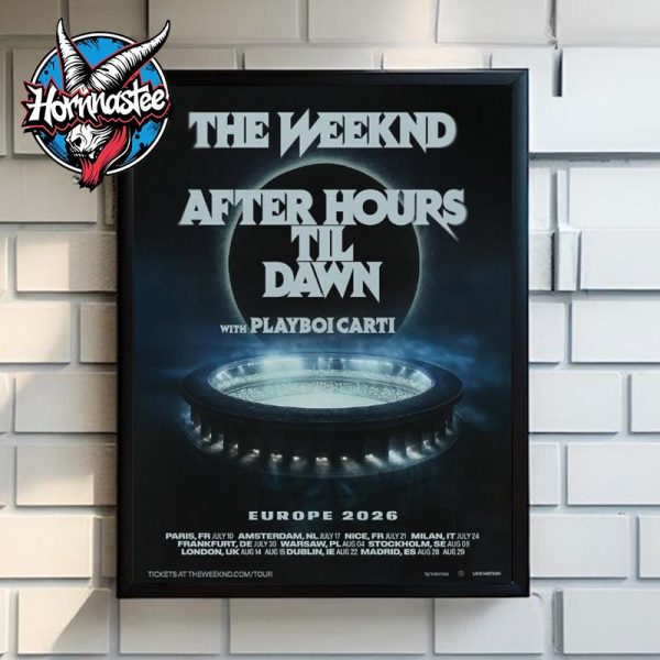 The Weekend After Hours Til Dawn Europe 2026 Featuring Playboi Carti Poster Home Decor Canvas