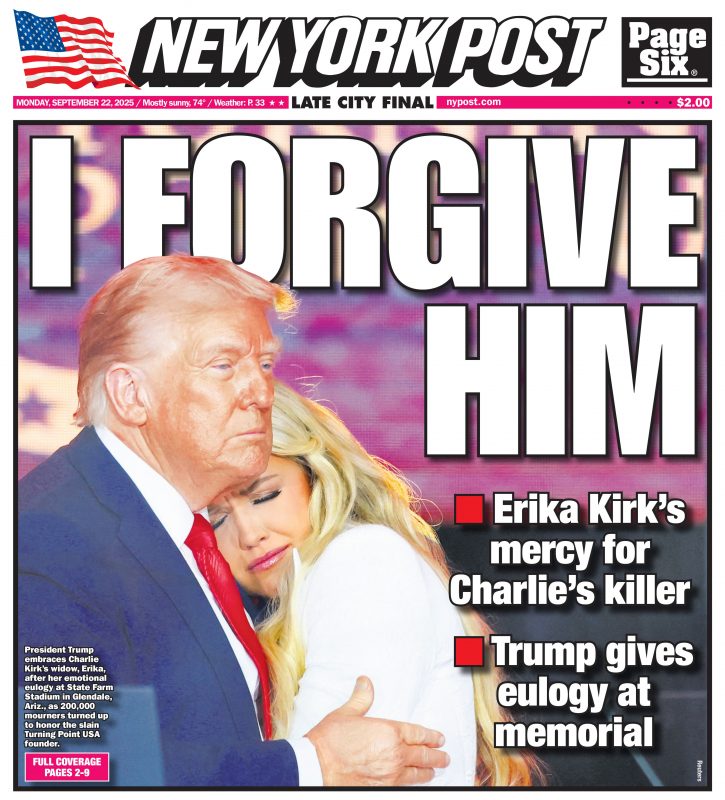 Trump And Erika Kirk New York Post I Forgive Him