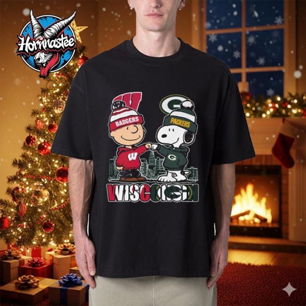 Wisconsin Badgers x Green Bay Packers Celebrating 2025 Snoopy Dog Unisex T Shirt