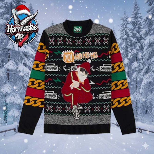 Yo Ho Ho Rap Santa Full Pattern Ugly Christmas Sweater