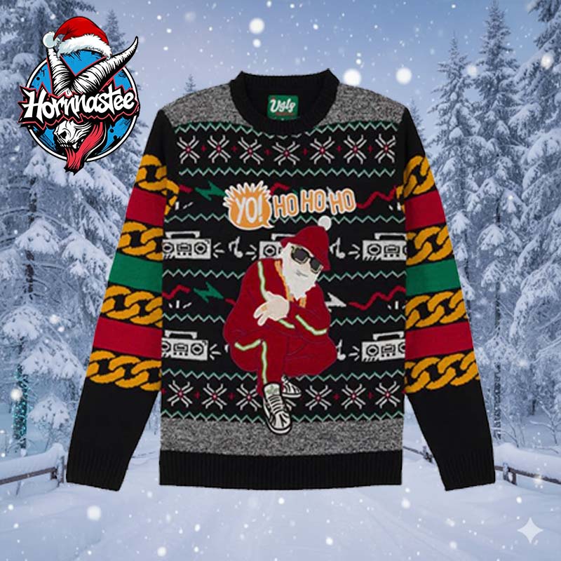 Yo Ho Ho Rap Santa Full Pattern Ugly Christmas Sweater Yo Ho Ho Rap Santa Full Pattern Ugly Christmas Sweater