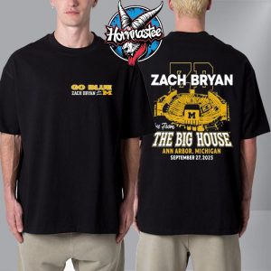 Zach Bryan x Michigan Wolverines Go Blue Live From The Big House Michigan Stadium Ann Arbor MI On September 27 2025 Unisex T Shirt Two Sided