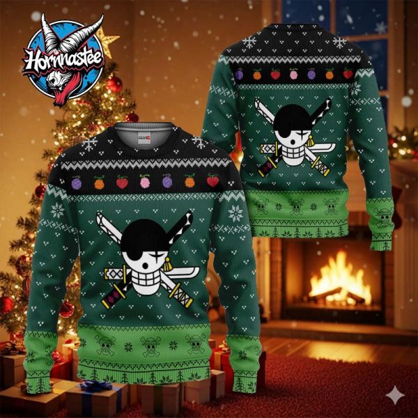 Zoro Anime Xmas Symbol One Piece Ugly Christmas Sweater
