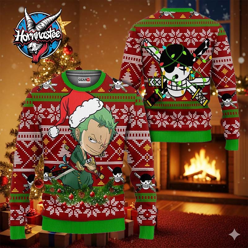 Zoro OP Anime Xmas Gifts One Piece Ugly Christmas Sweater Zoro OP Anime Xmas Gifts One Piece Ugly Christmas Sweater