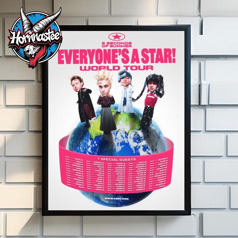 5 Seconds of Summer Everyone's A Star 2026 World Tour Schedule Tour Dates Poster Canvas Decor 5 Seconds of Summer Everyone's A Star 2026 World Tour Schedule Tour Dates Poster Canvas Decor