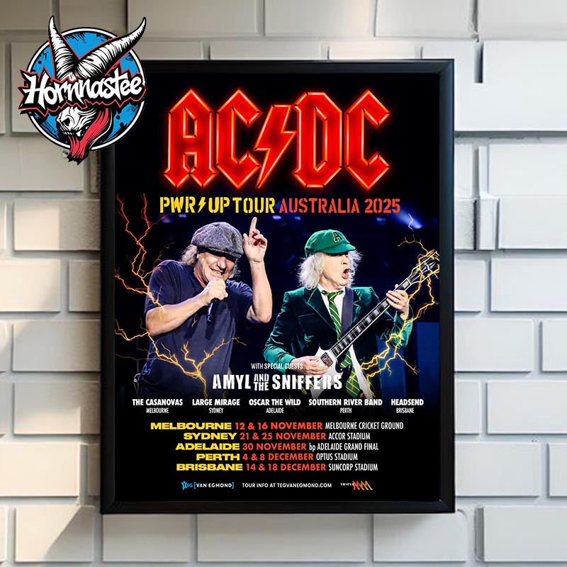 ACDC PWR Up Tour Australia 2025 Cities Dates Schedule Poster Canvas Decor ACDC PWR Up Tour Australia 2025 Cities Dates Schedule Poster Canvas Decor