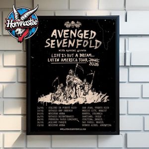 Avenged Sevenfold Life Is But A Dream Latin America Tour 2026 Schedule Tour Dates Poster Home Decor Canvas