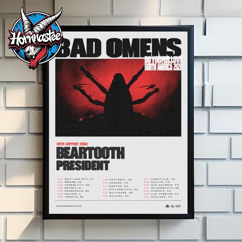 Bad Omens Do You Feel Love North America 2026 Schedule Cities Tour Dates Poster Canvas Decor Bad Omens Do You Feel Love North America 2026 Schedule Cities Tour Dates Poster Canvas Decor