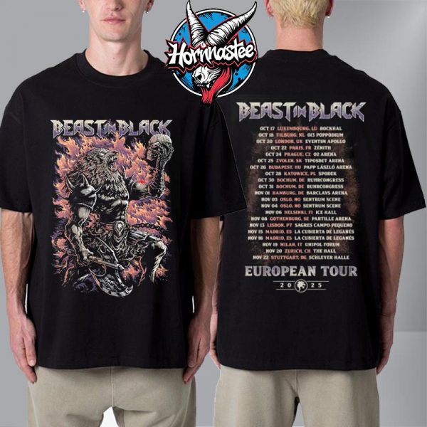 Beast In Black European Tour 2025 Tour Dates Unisex T Shirt Two Sided