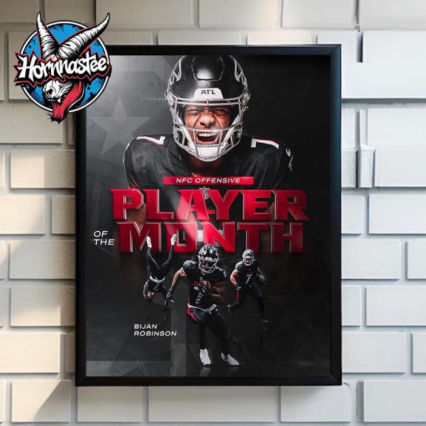 Bijan Robinson Atlanta Falcons NFL Player Of The Month Poster Home Decor Canvas