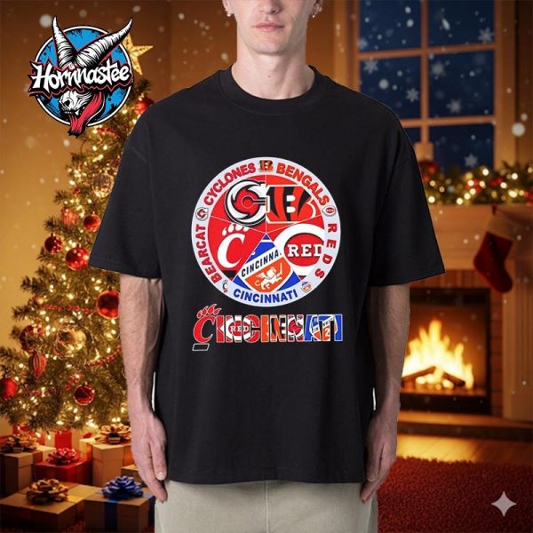 Cincinnati Sports Team Cyclones Bengals Reds Cincinnati Bearcat Circle Logo Unisex T Shirt