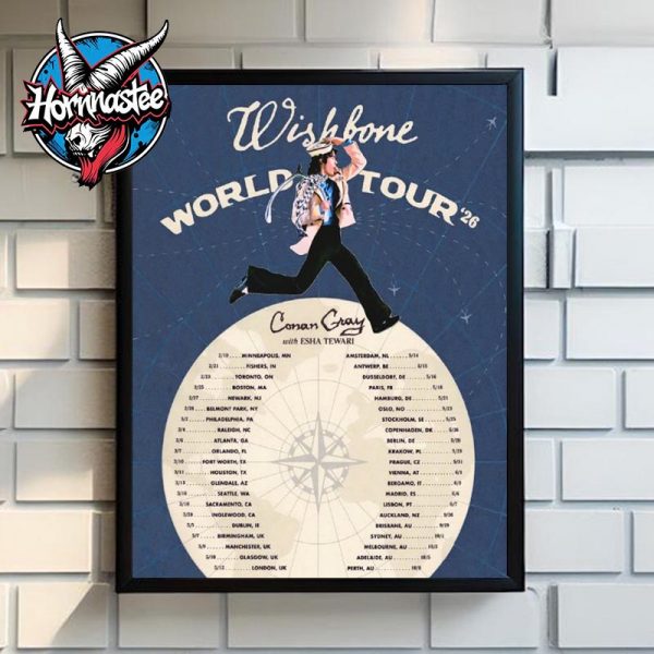 Conan Gray Wishbone World Tour 2026 Schedule Cities Tour Dates Poster Canvas Decor