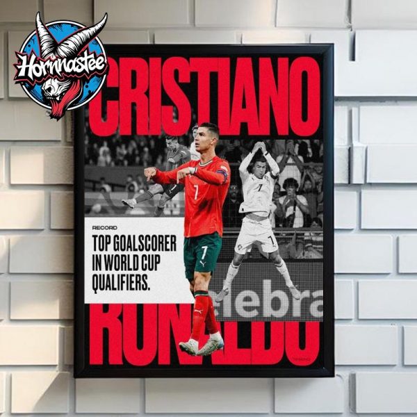 Cristiano Ronaldo Top Goal Scorer In World Cup Qualifiers Poster Home Decor Canvas