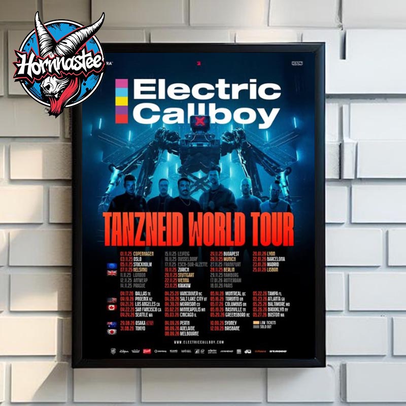 Electric Callboy TANZNEID World Tour 2025 Schedule Tour Dates Poster Canvas Decor Electric Callboy TANZNEID World Tour 2025 Schedule Tour Dates Poster Canvas Decor