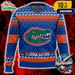 Florida Gators Ugly Christmas Sweater NCAA SEC Albert Mascot Logo Blue Orange NCAA Ugly Christmas Sweater