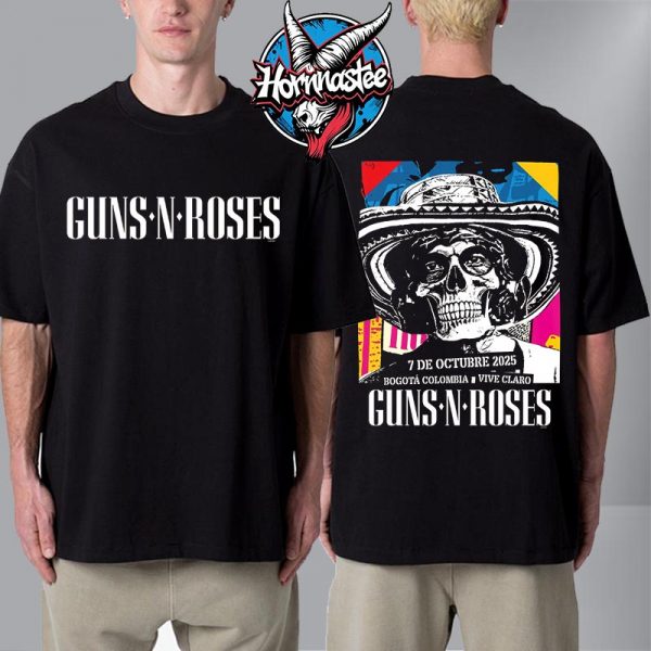 Guns N Roses Bogota Colombia Show On October 7 2025 At Vive Claro Distrito Cultural Unisex T Shirt Two Sided