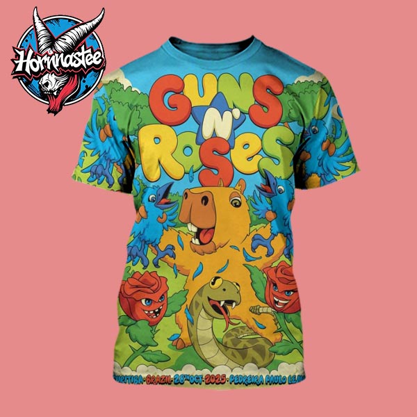 Guns N Roses Curitiba Brazil Event Poster At Pedreira Paulo Leminski On 28 October 2025 Brazil Capybara All Over Print Shirt Guns N Roses Curitiba Brazil Event Poster At Pedreira Paulo Leminski On 28 October 2025 Brazil Capybara All Over Print Shirt
