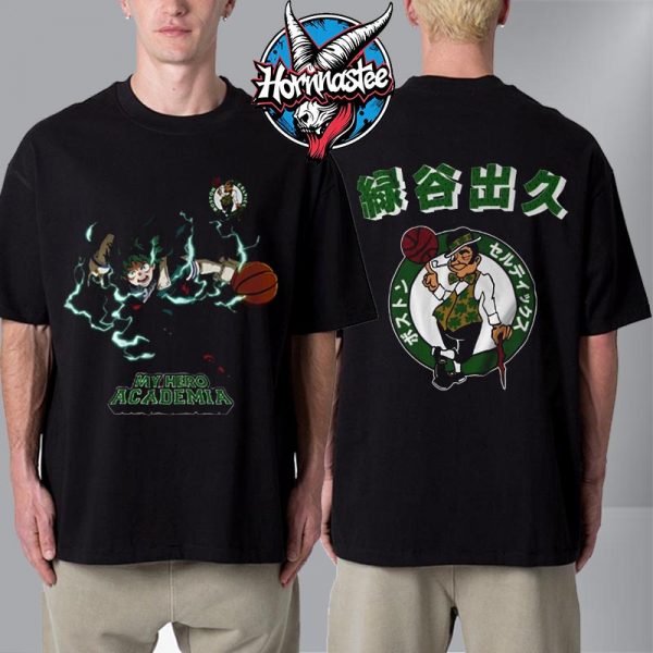 Hyperfly x NBA x My Hero Academia Midoriya Izuku Boston Celtics Unisex T Shirt Two Sided