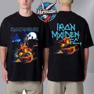 Iron Maiden Halloween Merch Eddie Pumpkin Slasher FC Unisex T Shirt Two Sided