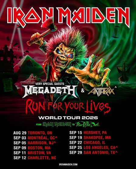 Iron Maiden Run For Your Lives World Tour 2026 Schedule Tour Dates