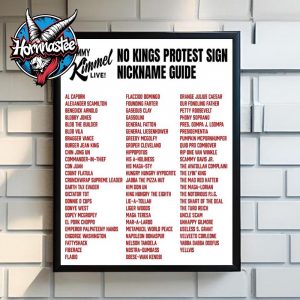 Jimmy Kimmel No Kings Protest Sign Nickname Guide Poster Canvas Decor Jimmy Kimmel No Kings Protest Sign Nickname Guide Poster Canvas Decor
