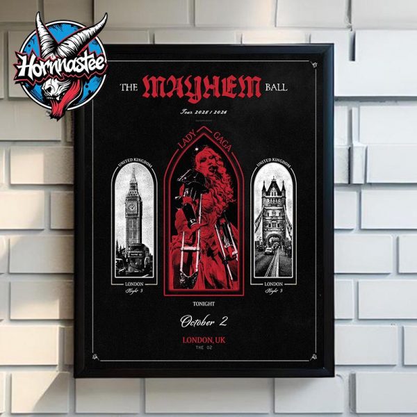 Lady Gaga The Mayhem Ball Tour 2025 2026 Night 3 At The O2 On October 2 2025 In London UK Poster Home Decor Canvas