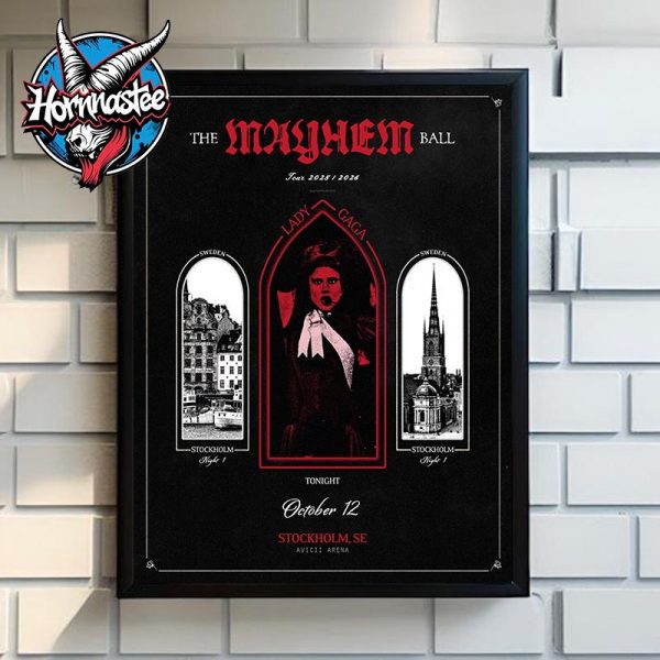 Lady Gaga The Mayhem Ball Tour 2025 2026 Show At Avicii Arena On October 12 2025 In Stockholm Sweden Poster Home Decor Canvas