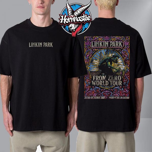 Linkin Park Buenos Aires Event Poster At Parque De La Ciudad On October 31 2025 From Zero World Tour 2025 Unisex T Shirt Two Sided