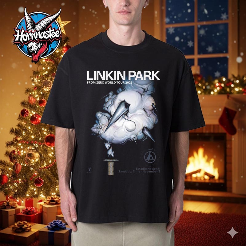 Linkin Park Santiago Chile Poster From Zero World Tour At Estadio Nacional On November 2 2025 Unisex T Shirt Linkin Park Santiago Chile Poster From Zero World Tour At Estadio Nacional On November 2 2025 Unisex T Shirt