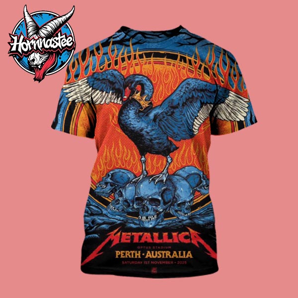 Metallica M72 Perth Exclusive Venue Poster At Optus Stadium On November 1 2025 Australia Art By Ben Brown All Over Print Shirt Metallica M72 Perth Exclusive Venue Poster At Optus Stadium On November 1 2025 Australia Art By Ben Brown All Over Print Shirt