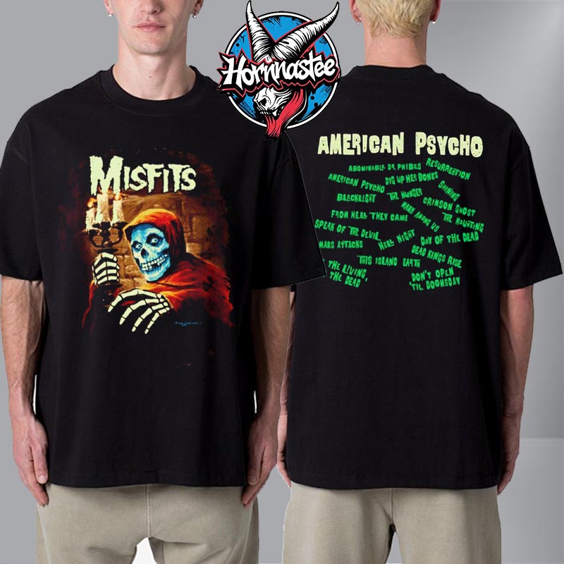 Misfits Band American Psycho Glow In The Dark Unisex T Shirt Two Sided Misfits Band American Psycho Glow In The Dark Unisex T Shirt Two Sided