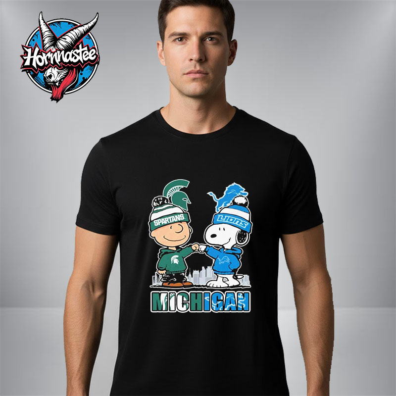 NFL Michigan State Spartans vs Detroit Lions Snoopy Winter 2025 Unisex T Shirt NFL Michigan State Spartans vs Detroit Lions Snoopy Winter 2025 Unisex T Shirt