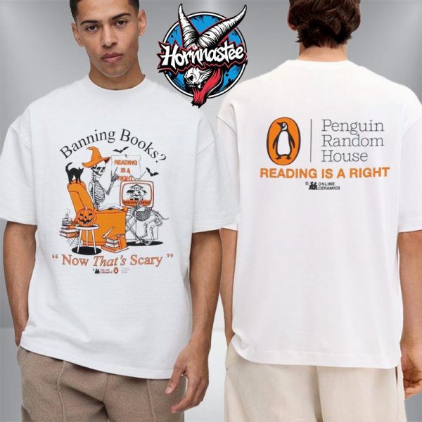Penguin Random House x Online Ceramics Halloween Merch Banning Books Now That’s Scary Unisex T Shirt Two Sided